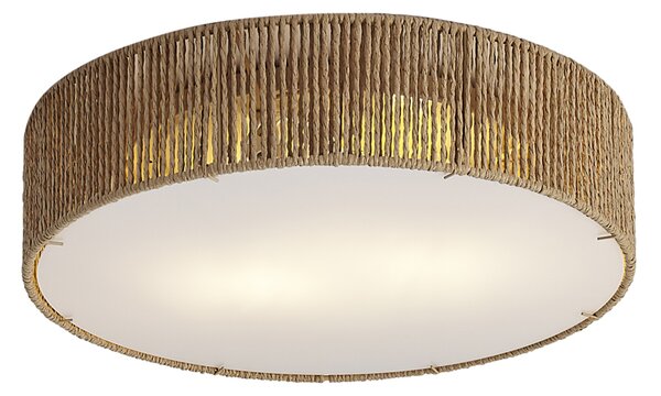 Lampa sufitowa Japandi naturalna z abażurem 38 cm 2-źródła światła - Luz