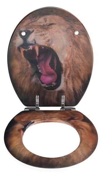 Deska sedesowa z obrazkiem 3D z łatwym domknięciem Wenko Lion, 44,5x38 cm