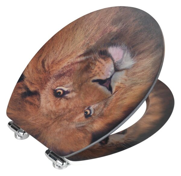 Deska sedesowa z obrazkiem 3D z łatwym domknięciem Wenko Lion, 44,5x38 cm