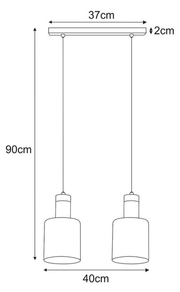 Lampa wisząca z 2 szklanymi kloszami - A469 S5-G99