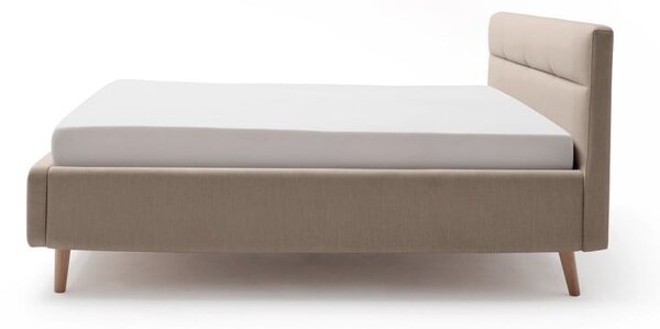 Beżowe tapicerowane łóżko dwuosobowe ze schowkiem ze stelażem 160x200 cm Lotte – Meise Möbel