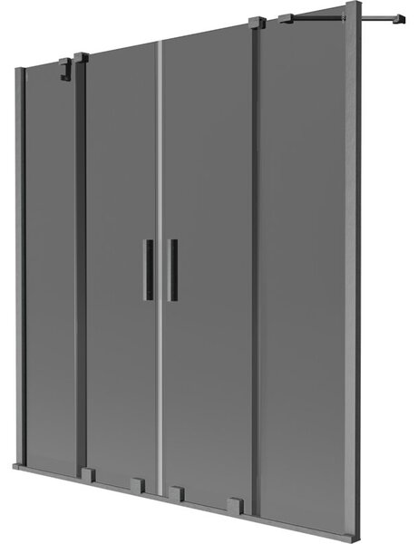 Mexen Velar Duo parawan nawannowy 2-skrzydłowy rozsuwany 160 x 150 cm, grafit, gun gray szczotkowany - 896-160-000-42-66