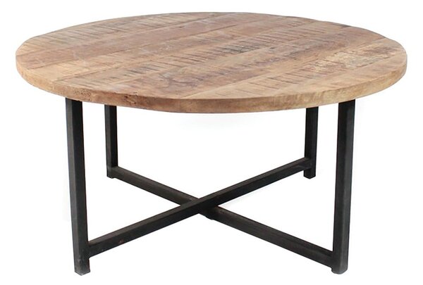 Czarny stolik z blatem z drewna mango LABEL51 Dex, ⌀ 60 cm