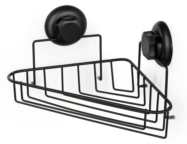 Czarna samoprzylepna narożna półka pod prysznic Compactor Bestlock Black Corner Rack 1 Shelf