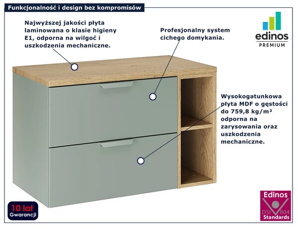 Zielona szafka łazienkowa pod umywalkę nablatową Z5-K04