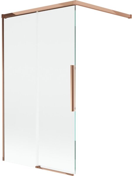 Mexen Rox parawan nawannowy 2-skrzydłowy rozsuwany 100 x 150 cm, transparent, różowe złoto - 8C9-100-003-60-00