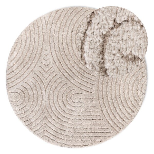 Beżowy okrągły dywan ø 160 cm Panglao New York Taupe – Elle Decoration