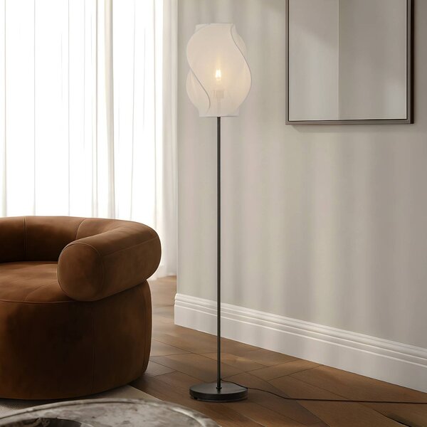 Lampa stojąca Tovina Lucande, biały / opal, salon / jadalnia, tkanina / materiał / jedwab, skandynawski