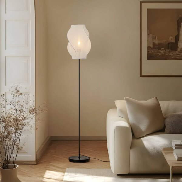Lampa stojąca Tovina Lucande, biały / opal, salon / jadalnia, tkanina / materiał / jedwab, skandynawski