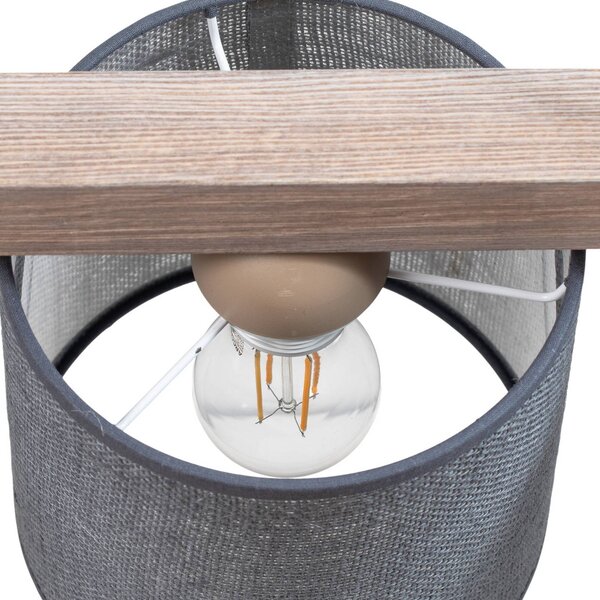 Lampa wisząca Forest Duolla, możliwość ściemniania, aluminiowy / szary / cynkowy, salon / jadalnia, drewno