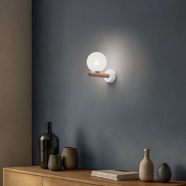 Kinkiet Estera TK Lighting, możliwość ściemniania, biały / opal, salon / jadalnia, szkło, nowoczesny