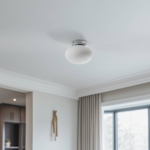 Lampa sufitowa Ufo Domiluce, możliwość ściemniania, biały / opal, salon / jadalnia, szkło, nowoczesny