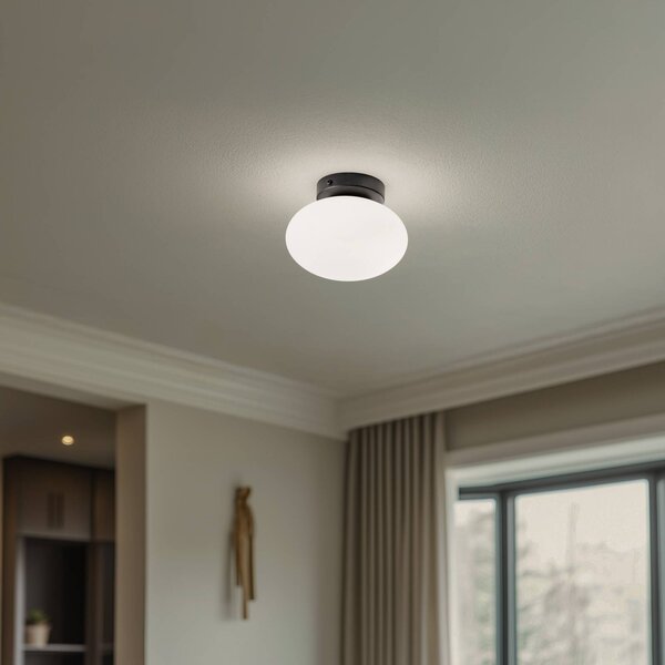 Lampa sufitowa Ufo Domiluce, możliwość ściemniania, biały / opal, salon / jadalnia, szkło, nowoczesny