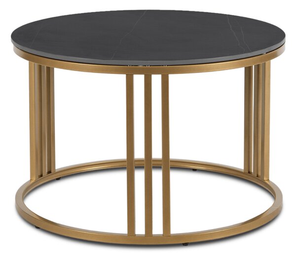 Stolik Kawowy KORIN 70 cm Czarny Marmur/Złoty Glamour Nowoczesny