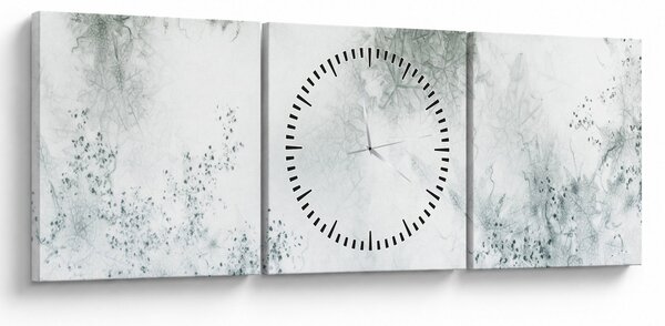 Obraz abstracji liści (z zegarem) (90x30 cm)