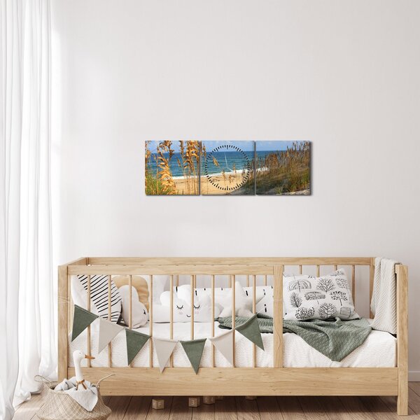 Obraz - Plaża (z zegarem) (90x30 cm)