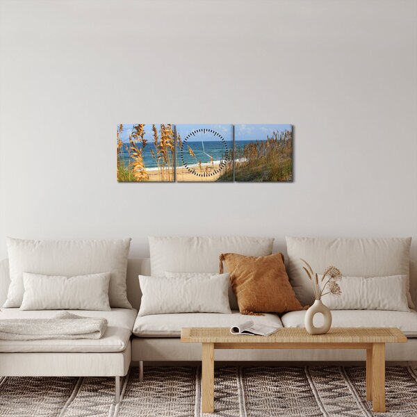 Obraz - Plaża (z zegarem) (90x30 cm)