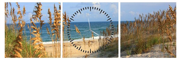 Obraz - Plaża (z zegarem) (90x30 cm)