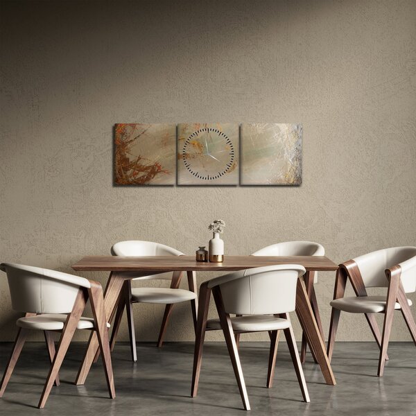 Obraz - Teksturowana abstrakcja (z zegarem) (90x30 cm)