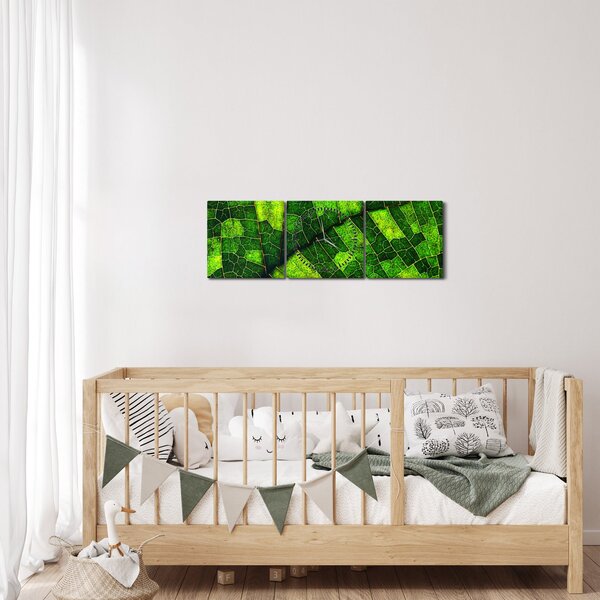Obraz - Detal liścia (z zegarem) (90x30 cm)