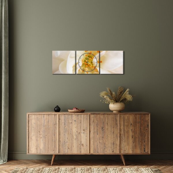 Obraz - Kwiat (z zegarem) (90x30 cm)
