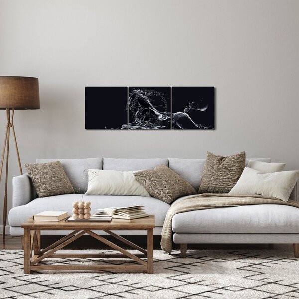 Obraz - Koń i woda (z zegarem) (90x30 cm)