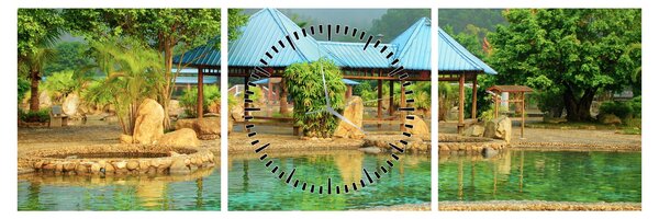 Obraz - Shanghai hotel park (z zegarem) (90x30 cm)