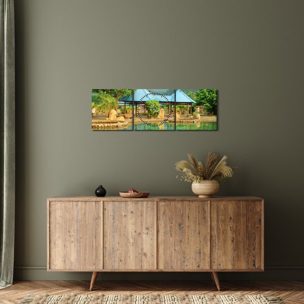 Obraz - Shanghai hotel park (z zegarem) (90x30 cm)