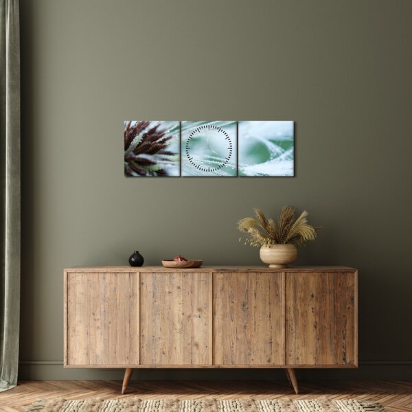 Obraz - Detal kwiatu (z zegarem) (90x30 cm)