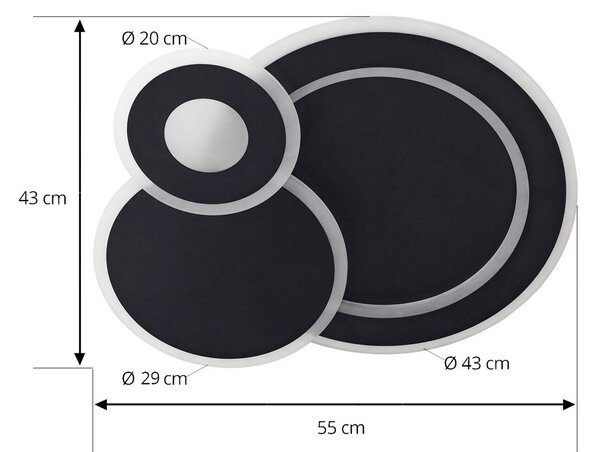 Lampa sufitowa LED Briar Lindby, możliwość ściemniania, czarny, salon / jadalnia, tworzywo sztuczne, nowoczesny