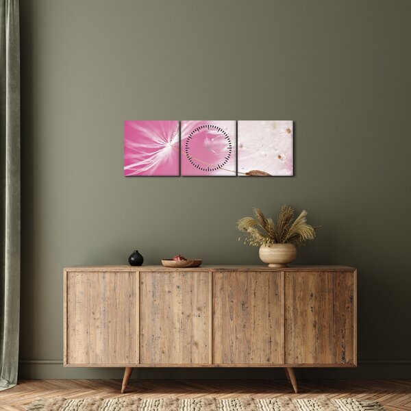 Obraz - Makro kwiat (z zegarem) (90x30 cm)