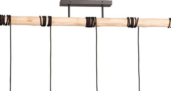 Lampa wisząca Amilia Lindby, możliwość ściemniania, jasne drewno, salon / jadalnia, tkanina / materiał / jedwab, młodzieżowy