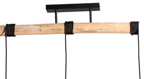 Lampa wisząca Amilia Lindby, możliwość ściemniania, jasne drewno, salon / jadalnia, tkanina / materiał / jedwab, młodzieżowy