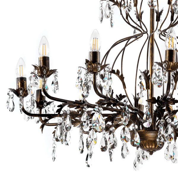 Żyrandol Teresa ONLI, możliwość ściemniania, brązowy / mosiężny, salon / jadalnia, metal, antyczny