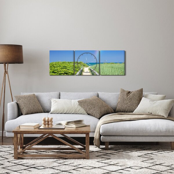 Obraz - Krajobraz i tęcza (z zegarem) (90x30 cm)