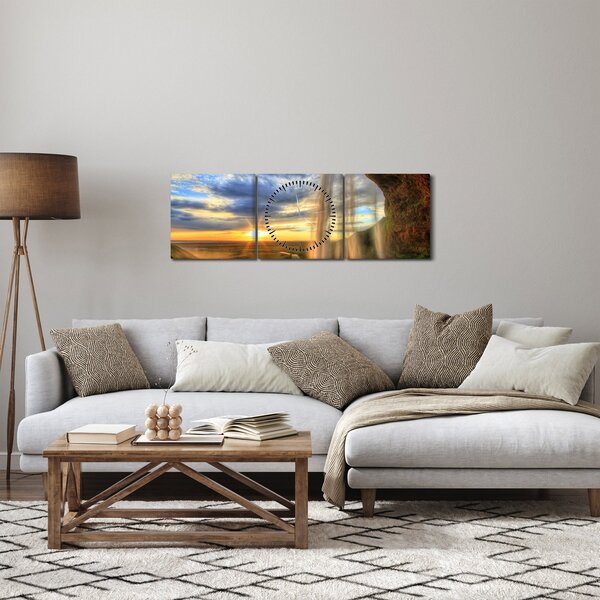 Obraz - Wodospad (z zegarem) (90x30 cm)