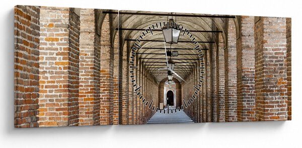 Obraz - Korytarz 3D (z zegarem) (90x30 cm)