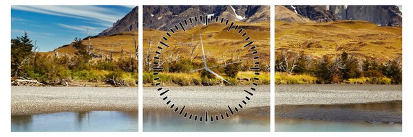 Obraz - Park Narodowy Torres del Paine (z zegarem) (90x30 cm)