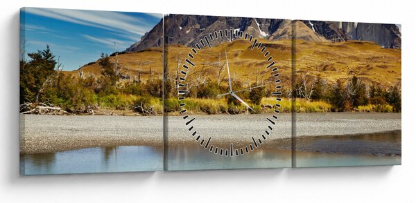 Obraz - Park Narodowy Torres del Paine (z zegarem) (90x30 cm)