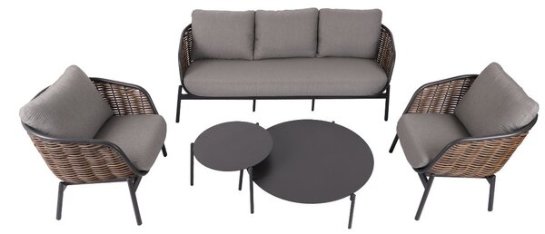Zestaw ogrodowy Borneo: sofa, 2 fotele i 2 stoliki, meble ogrodowe