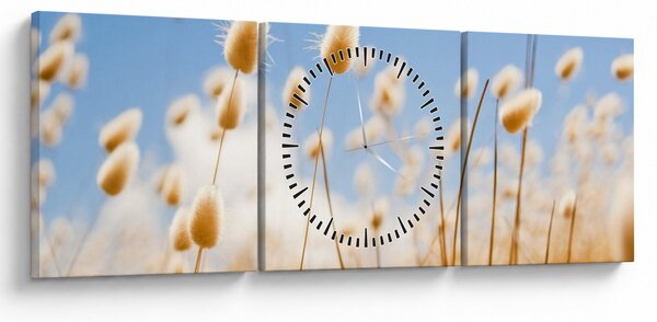 Obraz - Złote pole (z zegarem) (90x30 cm)