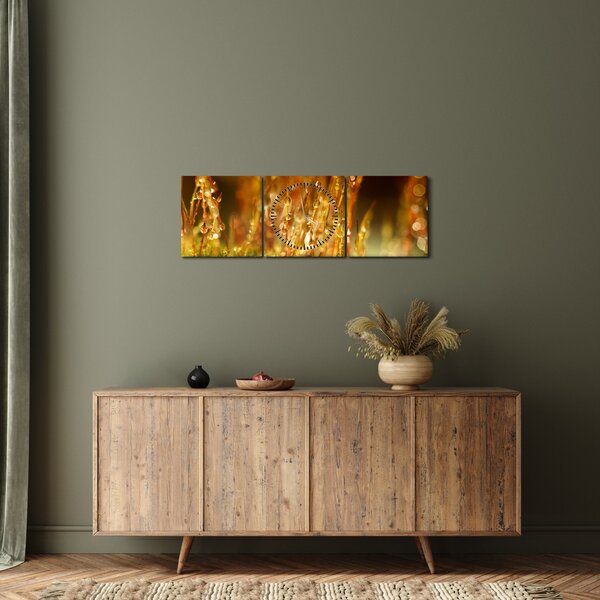 Obraz - Szczegół rosy (z zegarem) (90x30 cm)