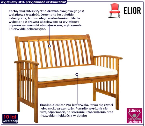 Ławka ogrodowa z poduszką P6-W55