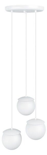 Biała lampa wisząca Kuul F - 3 szklane klosze, 15cm