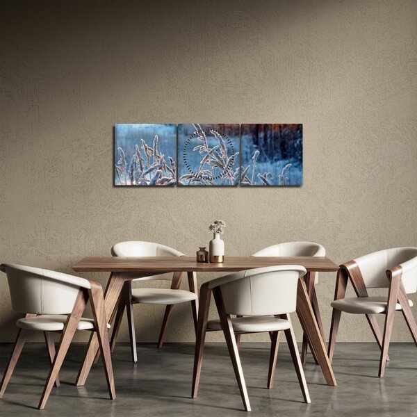 Obraz - Zimowa łąka (z zegarem) (90x30 cm)