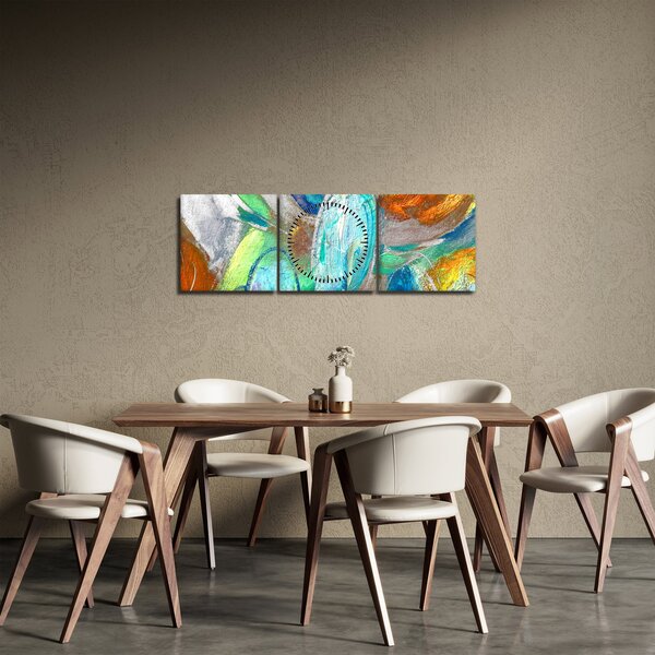 Obraz - Kolorowa abstrakcja (z zegarem) (90x30 cm)