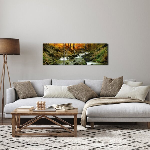 Obraz - Las (z zegarem) (90x30 cm)