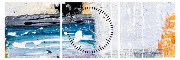Obraz - Abstrakcyjne pociągnięcia (z zegarem) (90x30 cm)