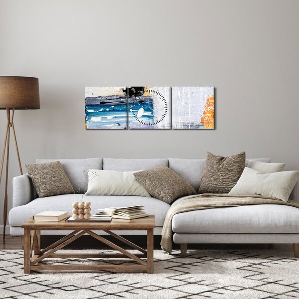 Obraz - Abstrakcyjne pociągnięcia (z zegarem) (90x30 cm)