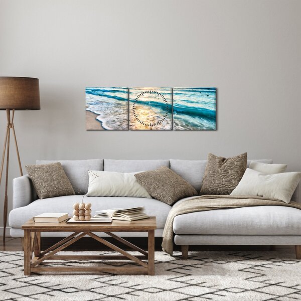 Obraz - Morze (z zegarem) (90x30 cm)